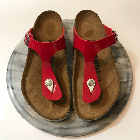 red gizeh birkenstock sandals